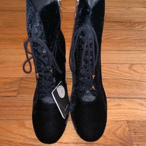 (Zara) Velvet Lace Up Booties